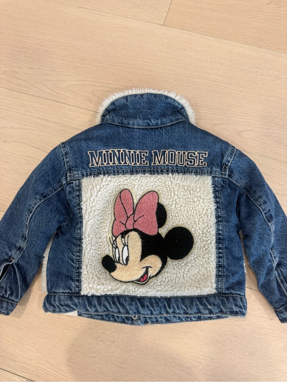 Zara Kids Denim Jacket with Minnie Mouse Sherpa Panel | 12-18 Months